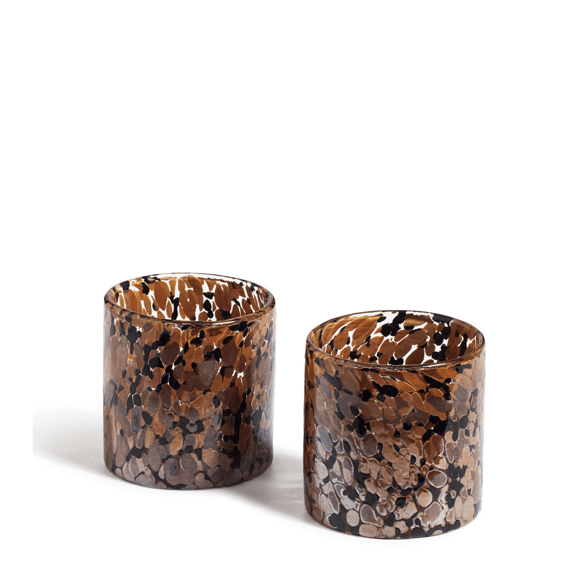 OKA, Pair of Nura Candle Holders - Charcoal/Rust, Candle Holders, Glass