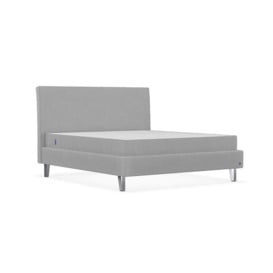 Upholstered bed 200x200 in light grey with feet - BRUNO
