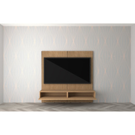 Contemporary Slatted TV Stand in Natural Oak | Fits TVs up to 65 - thumbnail 3
