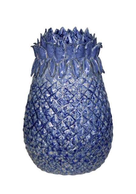 Blue Pineapple Stoneware Vase Large - image 1