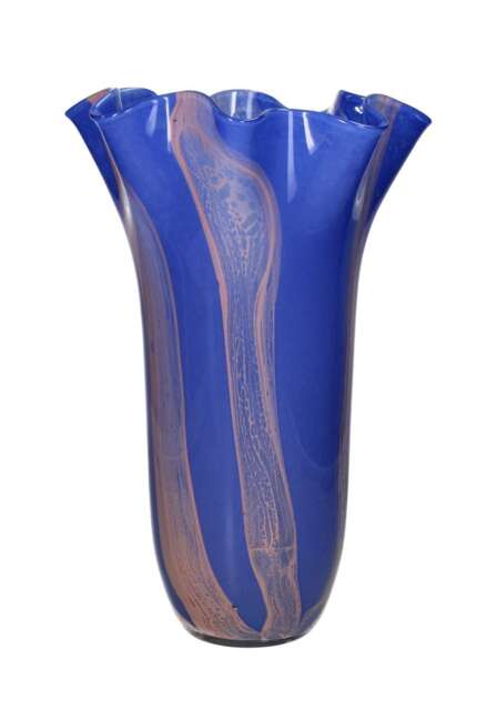 Blue Twist Glass Vase with Scallop - image 1