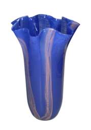 Blue Twist Glass Vase with Scallop - thumbnail 2