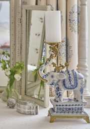 The Porcelain Elephant Candle Holder- Blue - thumbnail 2