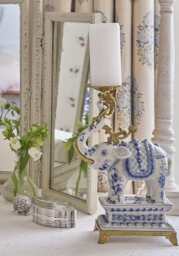 The Porcelain Elephant Candle Holder- Blue - thumbnail 4