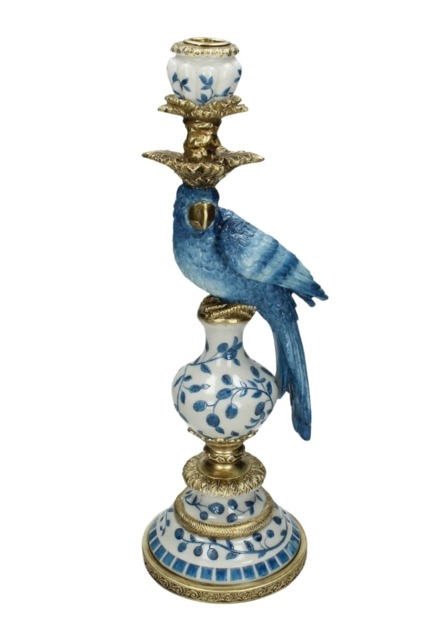 Blue Parrot Decorative Tall Candle Holder- 40 Cm Right - image 1