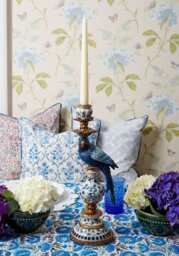 Blue Parrot Decorative Tall Candle Holder- 40 Cm Right - thumbnail 3