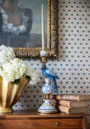 Blue Parrot Decorative Tall Candle Holder- 40 Cm Right - thumbnail 2