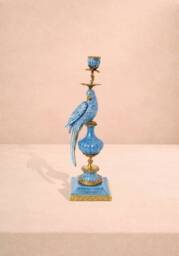Enamelled Pretty Polly Parrot Candlestick - Left - thumbnail 1