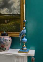 Enamelled Pretty Polly Parrot Candlestick - Left - thumbnail 3