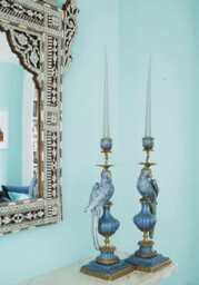 Enamelled Pretty Polly Parrot Candlestick - Left - thumbnail 2