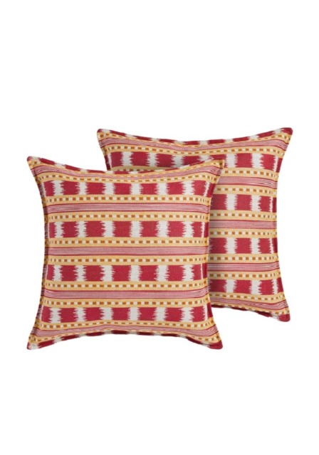 Vibrant Red and Gold Stripe Cushion Cover - image 1