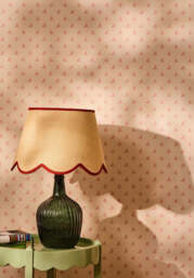 Sweet Red Trim Scalloped Lampshade