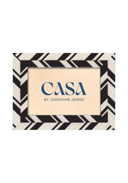 "Black and White Marquetry Striped Photo Frame 7x5""" - image 1