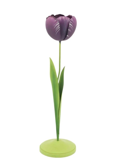 Dahlia Purple Tulip Candleholder - Tole - image 1
