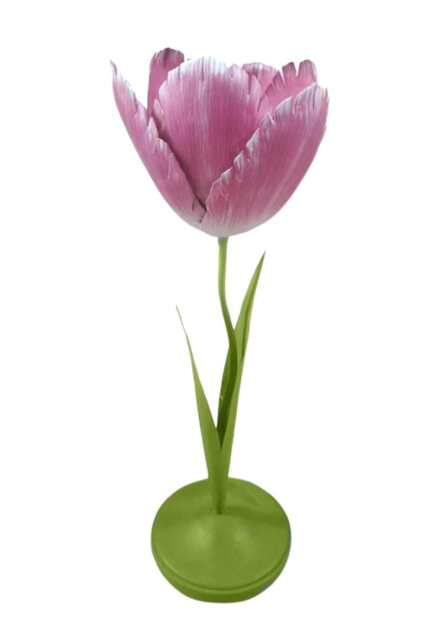 Dahlia Pink Petal Candleholder - Tole - image 1