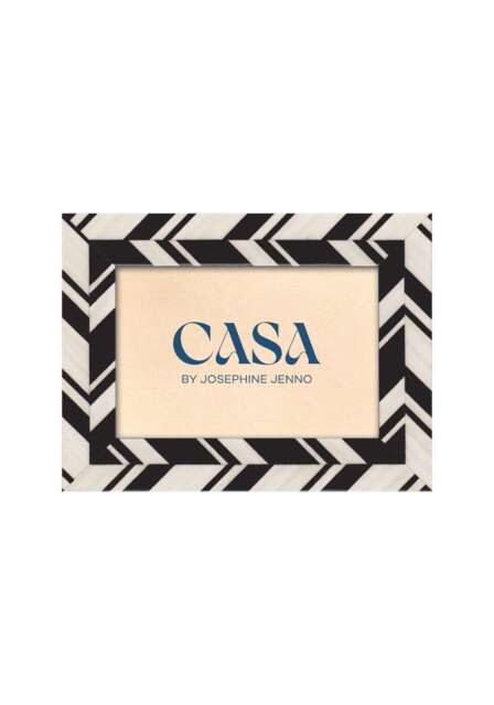 "Black and White Marquetry Striped Photo Frame 6x4""" - image 1