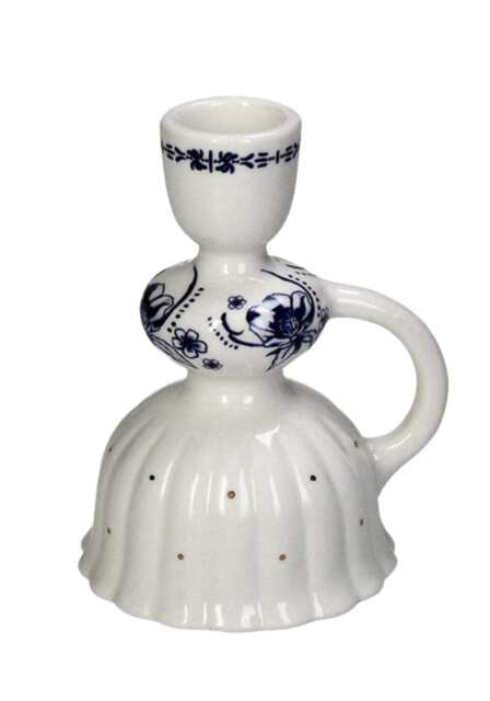 Delft Blue Lady Candle Holder - image 1