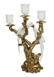White Parrot On Golden Branches Candle Holders - thumbnail 2