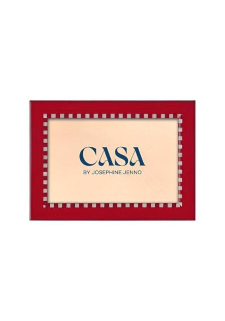 "Red and White Striped Marquetry Photo Frame 6x4""" - image 1