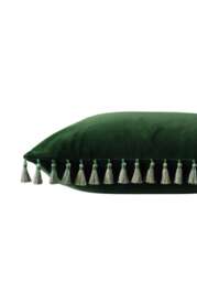 Fir Green Velvet Cushion Cover - With Tassels - thumbnail 4