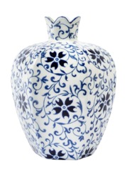 Alice Modern Chinese Rounded Porcelain Blossom Delft Vase - thumbnail 1
