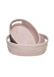 Cotswolds Oval Rattan Basket Pink - Set of 2 - thumbnail 1