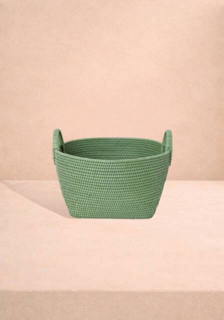 Handy Handwoven Rattan Basket - Green - image 1