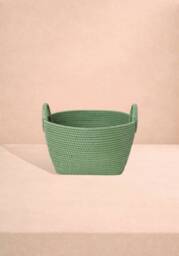 Handy Handwoven Rattan Basket - Green - thumbnail 1