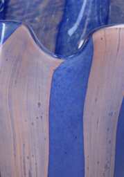 Striped Scalloped Blue and Pink Glass Vase - thumbnail 3