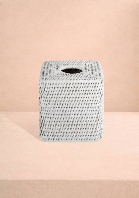 Rattan Tissue Box Cover - White - image 1