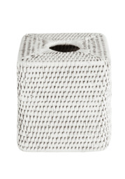 Rattan Tissue Box Cover - White