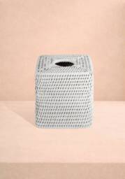 Rattan Tissue Box Cover - White