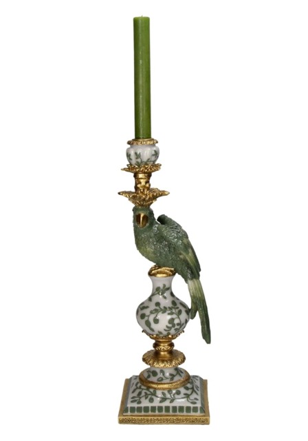 Regal Green Parrot Large Candlestick 39cm - image 1