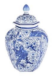 Anna Blue and White Bird Motif Ginger Jar