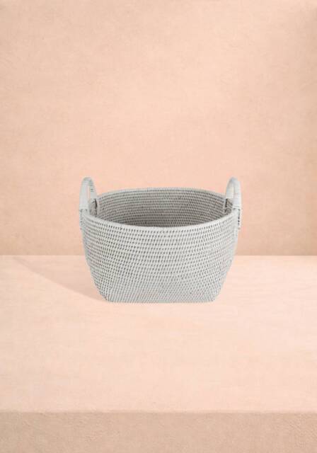 Handy Handwoven Rattan Basket - White - image 1