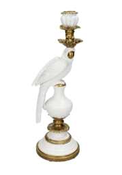 White & Gold Parrot Candle Holder - thumbnail 1