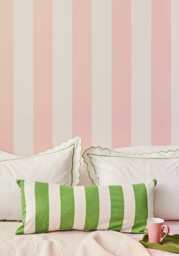 Poppy Sage Cabana Stripe Long Lumbar Cushion Cover - thumbnail 2