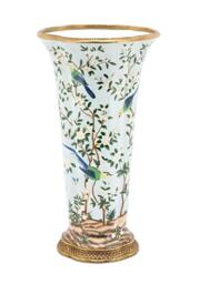 Oversized Cloisonné-Style Vase with Hand Painted Bird Motif - thumbnail 1