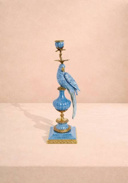 Enamelled Pretty Polly Parrot Candlestick - Right - image 1