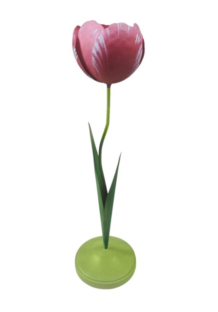 Dahlia Pink Tulip Candleholder Tole - image 1