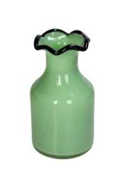Scalloped Vintage Inspired Green Glass Vase - thumbnail 1