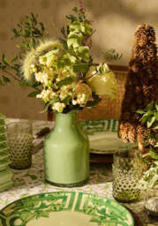 Scalloped Vintage Inspired Green Glass Vase - thumbnail 3