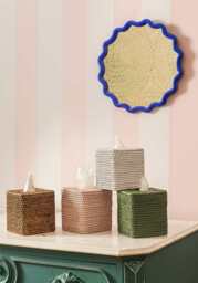 Rattan Tissue Box Cover - Pink - thumbnail 3
