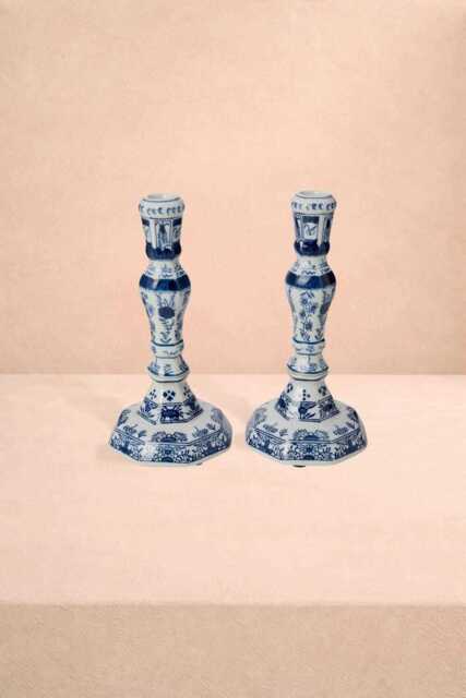 Rijksmuseum Delft Blue and White Candle Holders (Pair) - image 1