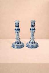 Rijksmuseum Delft Blue and White Candle Holders (Pair) - thumbnail 1