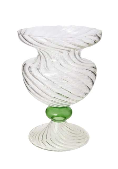 Green Globe Murano Vase Cleo Wave - image 1