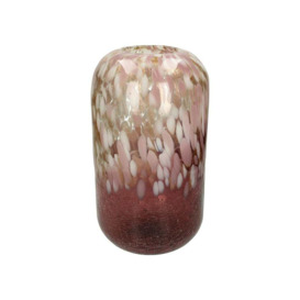 Hand Blown Pink Spotted Glass Vase Tall