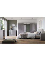"Prague Gloss 5 + 5 Wide Chest of Drawers Grey Gloss Elegant and Spacious Bedroom " - thumbnail 5
