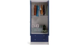 "Malibu Kids 2 Door 2 Drawer Wardrobe White  Blue Childrens Bedroom " - thumbnail 5