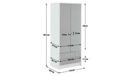 "Malibu Kids 2 Door 2 Drawer Wardrobe White  Blue Childrens Bedroom " - thumbnail 3